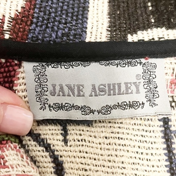 Jane Ashley Woven Tapestry Winter Deer Print Button Front Jacket Blue Multi Sz L - Picture 7 of 9